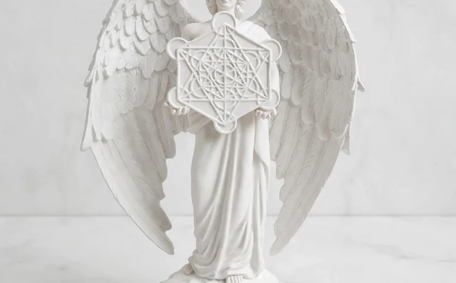 Ángel con Cubo de Metatrón - Figura de marmolina