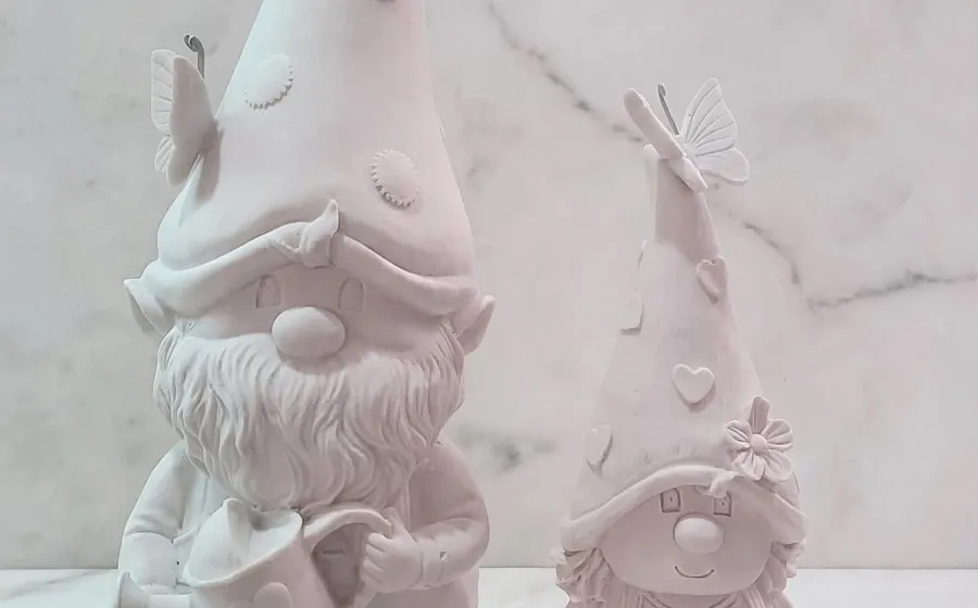 Pareja de gnomos de jardín - Pieza de navidad en marmolina