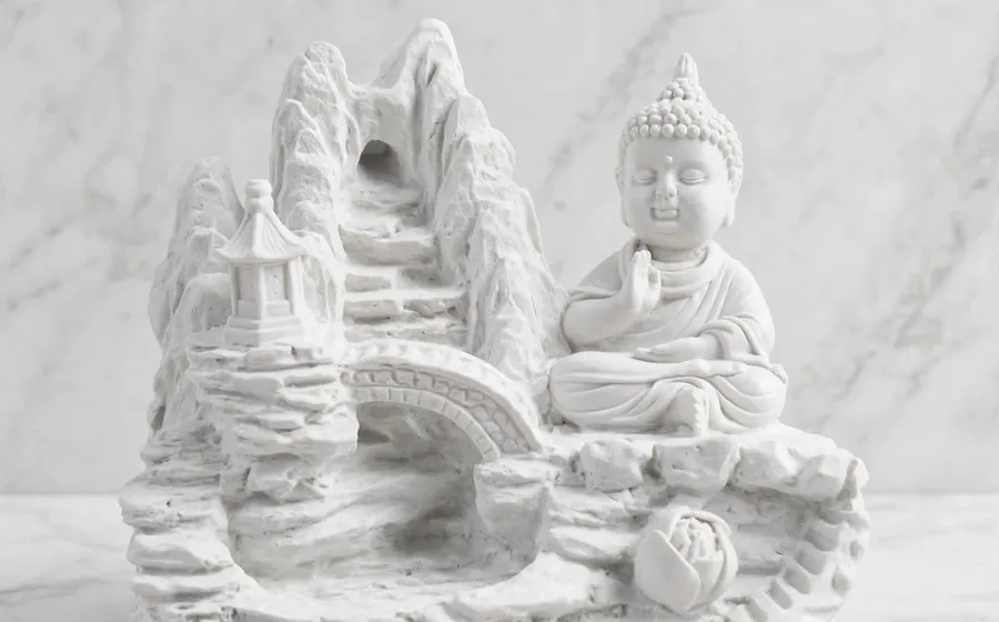 Fuente de humo zen de Buda - Relieve de marmolina