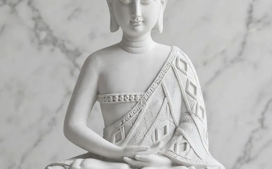 Estatua de Buda Sentado (Diseño Tradicional) - Relieve de marmolina