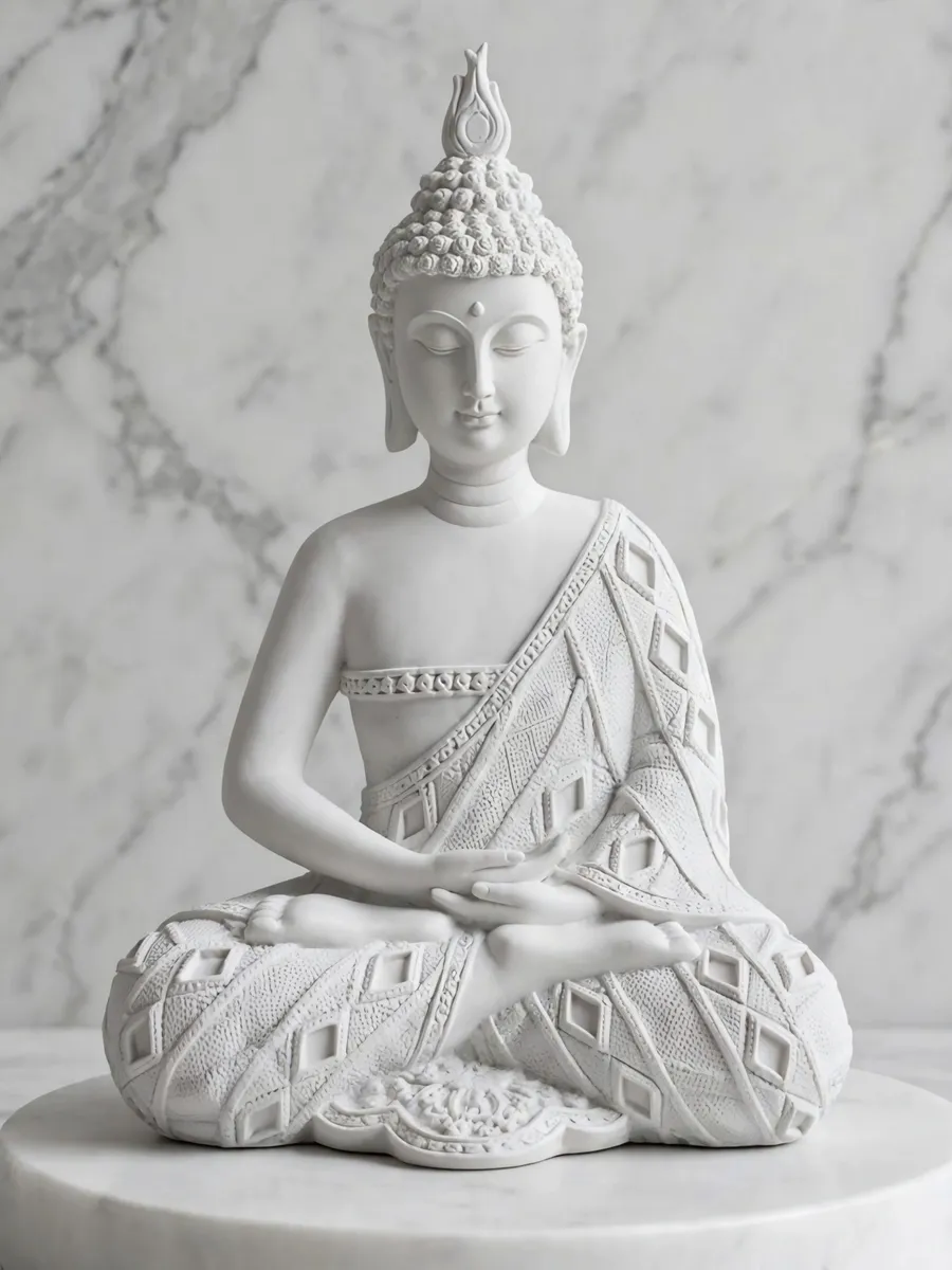 Estatua de Buda Sentado (Diseño Tradicional) — Relieve de marmolina