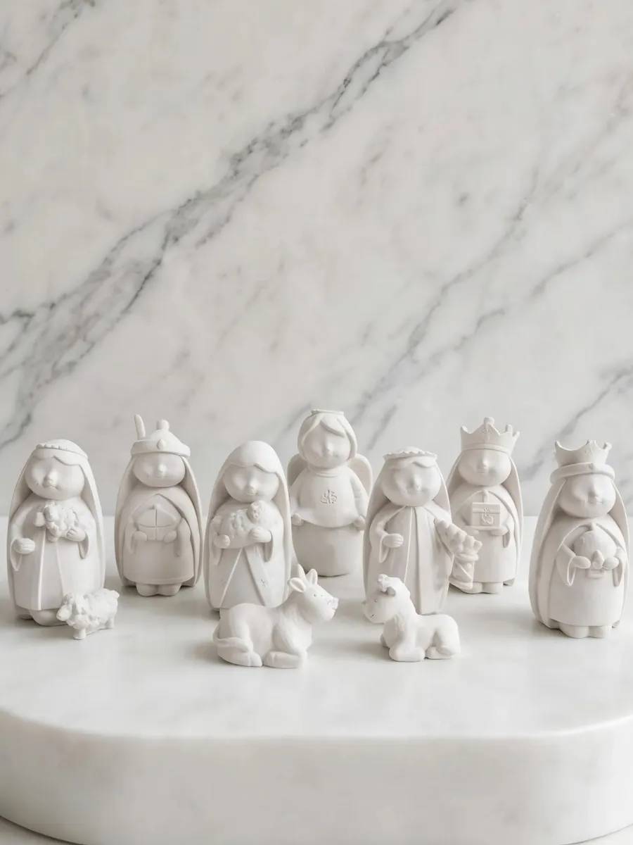 Set de Nacimiento Navideño en Miniatura — Figura de marmolina