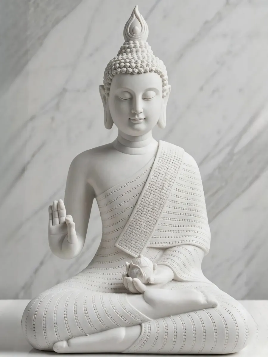 Pieza 6 — Estatua de Buda Sentado con Flor de Loto