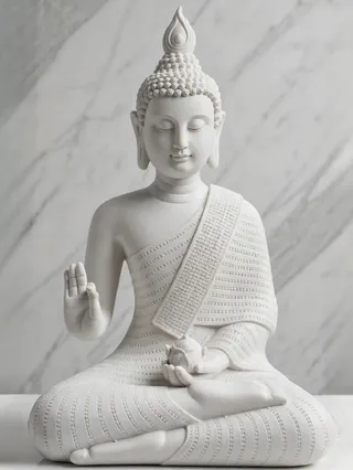 Estatua de Buda Sentado con Flor de Loto