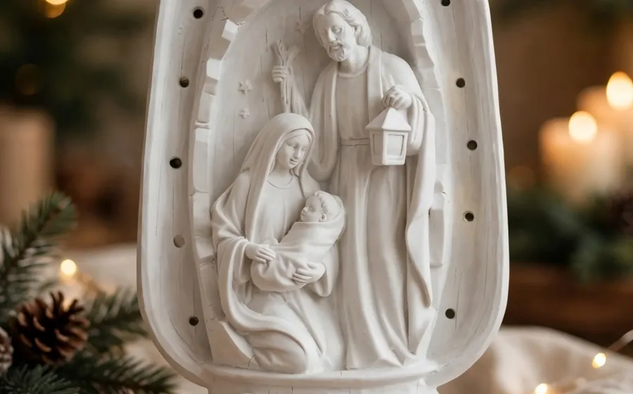 Farol Navideño de la Sagrada Familia - Pieza de navidad en marmolina